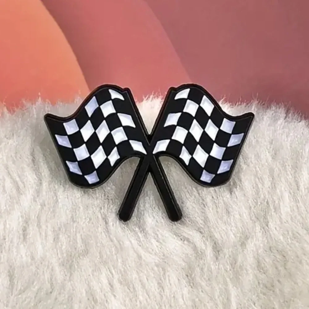 3/$25 Checkered Flags Pin Badge Brooch Unisex Racing Finish Line Flags